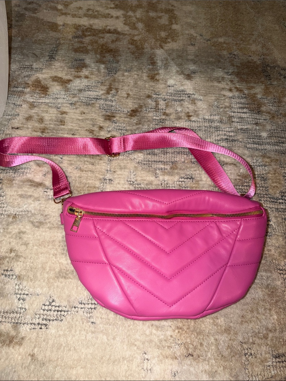 Pink Quilted Waist Bag - Stylish Hands-Free Crossbody